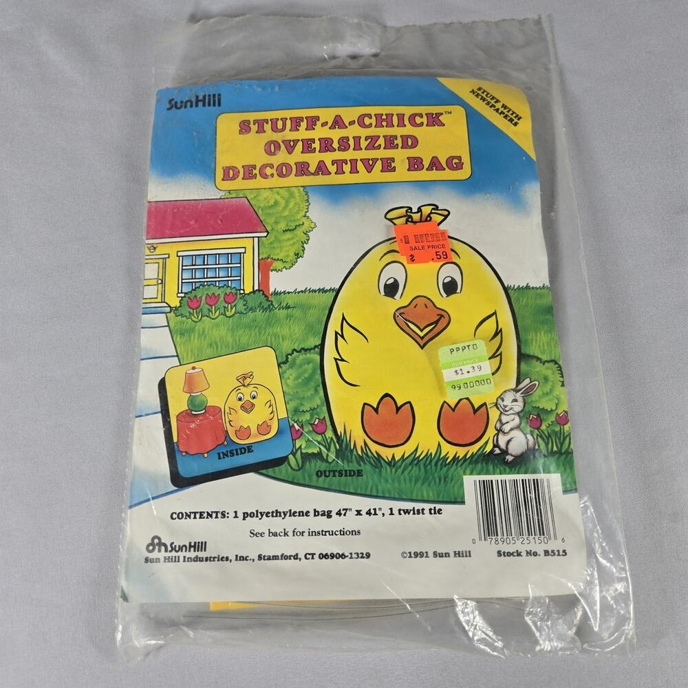 Vintage Sun Hill Stuff-A-Bunny Stuff-A-Chick Oversized Easter Bag 90s Decor NIP - Picture 6 of 9